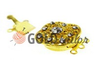 Clasp for beads 18mm * 18mm with 9 stones gold