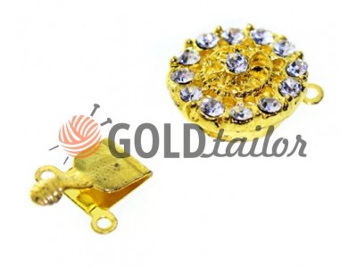 Buy clasp beads round with 14 stones d = 16mm Wholesale Gold