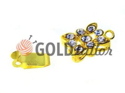 Clasp for necklace Flower with 9 stones 10mm * 12mm gold Wholesale and discord