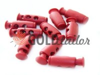 Fixator for cord d = 4mm plastic two-hole 9mm * 21mm red, 10 pcs