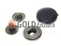 Button Alfa with black plastic cap 15 mm oxide China, 50 pcs