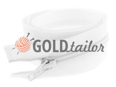 Блискавка спіральна тип 5 на один бігунок 40 см - 120 см, колір білий купити оптом і вроздріб