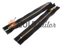 Zipper jeans type 4, length 18 cm, black, gold teeth