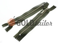 Zipper metal pocket type 4, length 16 cm, olive, nickel teeth