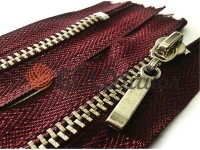 Zipper metal pocket type 4, length 16 cm, bordo, nickel teeth