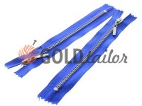 Zipper metal pocket type 4, length 16 cm, blue, nickel teeth