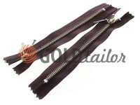 Zipper metal pocket type 4, length 16 cm, brown, nickel teeth