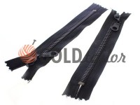 Zipper metal pocket type 5, length 16 cm, black, antique teeth