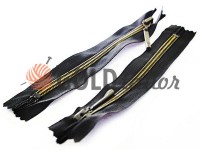 Zipper pocket spiral 1 cm type 5, color black+gold