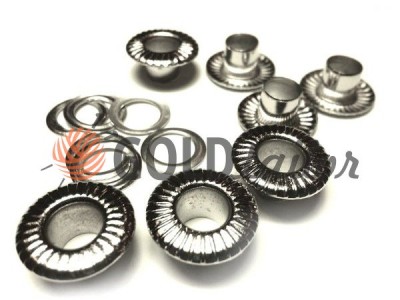 Luvers eyelets with steel ring "Relief" 5 mm nickel color wholesale and retail