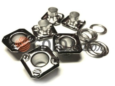 Luvers eyelets with steel ring "Square 11 mm" 5 mm nickel color wholesale and retail