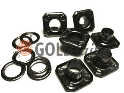 Luvers eyelets with steel ring "Square 11 mm" 5 mm black nickel color wholesale and retail