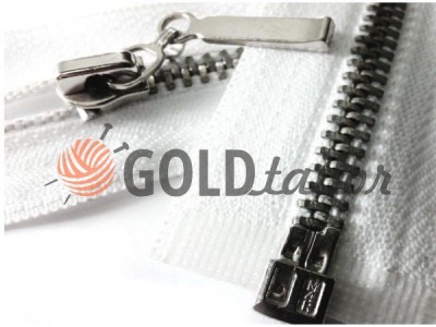 Zipper metal type 4 the split, color white, nickel teeth buy in bulk