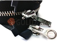 Zipper YKK metal type 5 the split two sliders, color black, nickel teeth