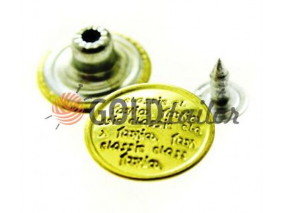 Buttons denim newspaper of 17 mm, 20 mm, color, gold, buy wholesale and retail 10 pcs