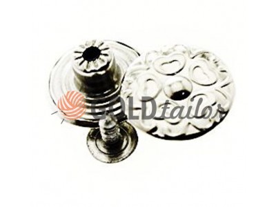 Buttons denim stainless Flower of 17 mm, color, nickel, buy wholesale and retail 10 pcs