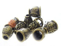 Tip bell patern plastic antique 12 mm* 13 mm, cord d= 5 mm, 10 pcs