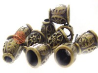 Кінцевик пластиковий Дзвіночок 12 мм*13 мм антик, під шнур d= 5 мм, 10 шт