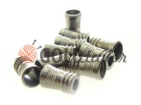 Tip fluted Barrel plastic black nickel, 10 mm* 16 mm, cord d= 5 mm, 10 pcs