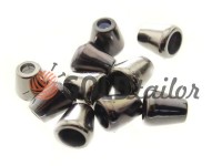 Tip bell plastic black nickel 10 mm* 10 mm, cord d= 4 mm, 10 pcs