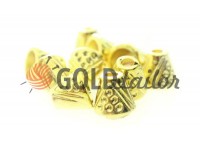 Tip bell point plastic gold 10 mm* 10 mm, cord d= 4 mm, 10 pcs