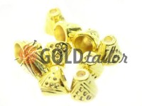 Tip bell point plastic gold 10 mm* 10 mm, cord d= 4 mm, 10 pcs