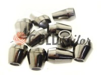 Tip bell plastic black nickel 13 mm* 11 mm, cord d= 5 mm, 10 pcs