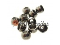 Tip Circle plastic black nickel 8 mm* 8 mm, cord d= 3 mm, 10 pcs