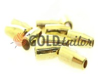 Tip bell small plastic gold 13 mm* 6 mm, cord d= 3 mm, 10 pcs