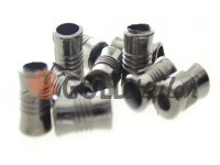 Tip fluted Barrel plastic black nickel, 7 mm* 12 mm, cord d= 4 mm, 10 pcs