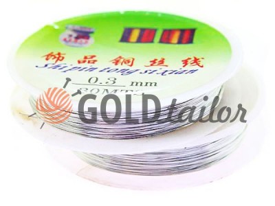 Wire for beads 0.3 mm, length 30 m, color silver buy in bulk