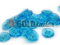 Button plastic four-shock, color transparent light-blue, packing 25 pcs