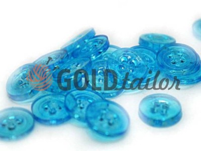 Plastic button for four-shock dressing gowns, transparent light-blue color, packing 25 pcs wholesale and retail