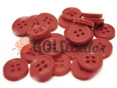 Plastic button for four-shock dressing gowns, dark-red color, packing 25 pcs wholesale and retail