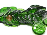 Button plastic four-shock, color transparent green, packing 25 pcs