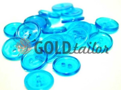 Plastic button for two-shock dressing gowns, transparent light-blue color, packing 25 pcs wholesale and retail