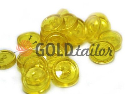 Plastic button for two-shock dressing gowns, transparent yellow color, packing 25 pcs wholesale and retail