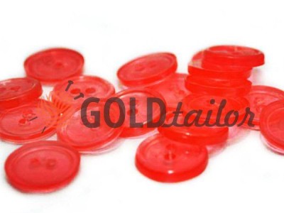 Plastic button for two-shock dressing gowns, transparent red color, packing 25 pcs wholesale and retail