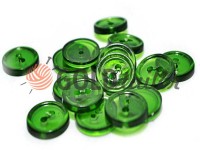 Button plastic two-shock, color transparent green, packing 25 pcs