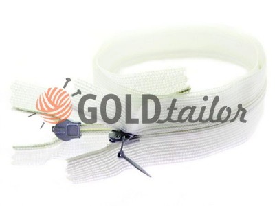 Zipper countersunk spiral 25 cm type 3, color white, wholesale and retail