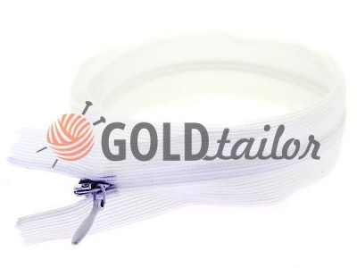 Zipper countersunk spiral 50 cm type 3, color white, wholesale and retail