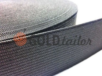 Elastic band textile thick black 20 mm - 80 mm wholesale and retail